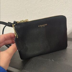 Coach Black Leather Wristlet